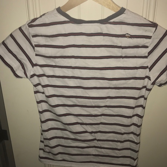 white and red striped shirt sleeve tee - Picture 2 of 4
